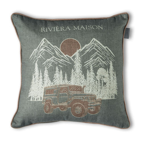 Rivièra Maison Decoratiekussen Roadtrip - 45 x 45 cm - Groen