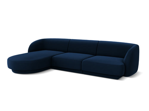 Micadoni linker hoekbank Miley 4-zits, flueel, koningsblauw - 156x255x70cm