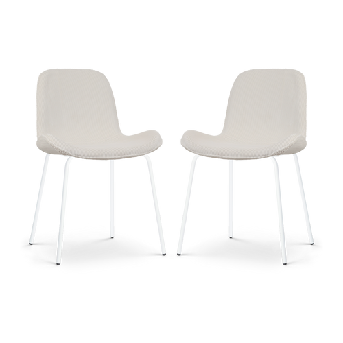 Nolon Nora-Fé Eetkamerstoelen Set van 2 - Rib Crème - Witte Poten