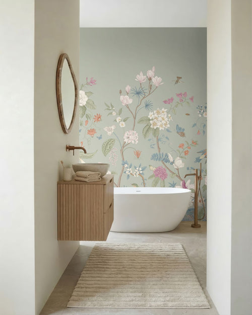 ESTAhome fotobehang bloemen vergrijsd groen - 2.5 x 2.79 m - 159686