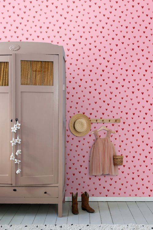 ESTAhome behang hartjes roze en rood - 50 x 900 cm - 131633 - vtwonen shop
