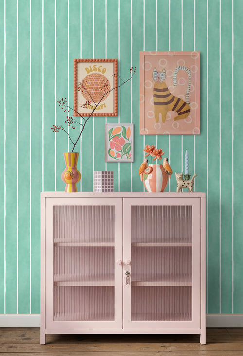 ESTAhome behang strepen groen en wit - 50 x 900 cm - 131309