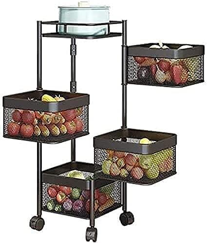 FurniLux Keukenrek met 4 Manden - Functioneel en Stijlvol Zwart Metaal - 28x28x77 cm - vtwonen shop