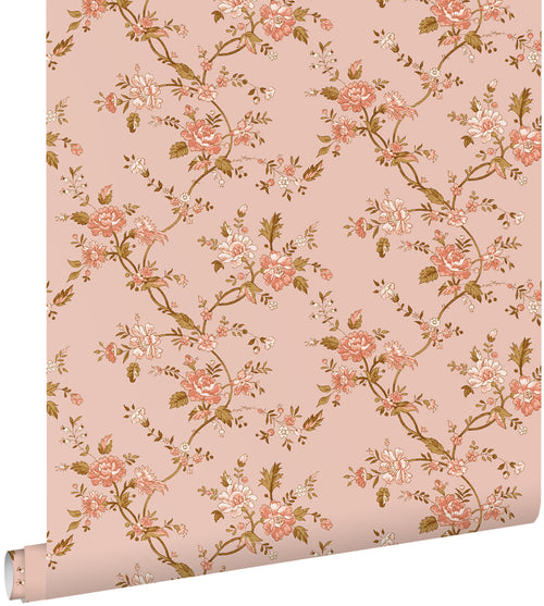 ESTAhome behang vintage bloemen terracotta roze - 50 x 900 cm - 131567 - vtwonen shop