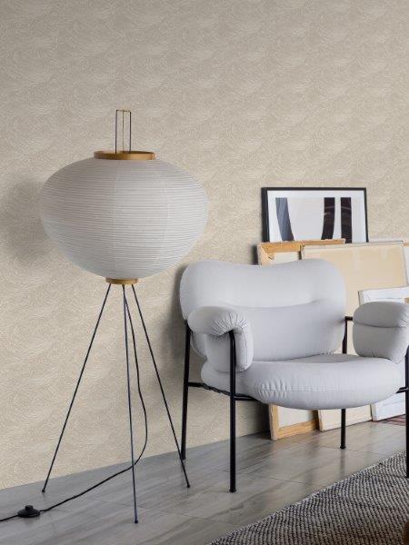 Borastapeter behang 3d golvende lijnen beige - 53 cm x 10.05 m - 660303 - vtwonen shop