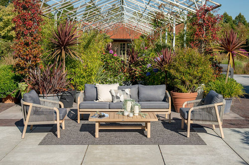 Santos loungeset - 4-delig - acaciahout  white wash-rope dgrijs- mgrey