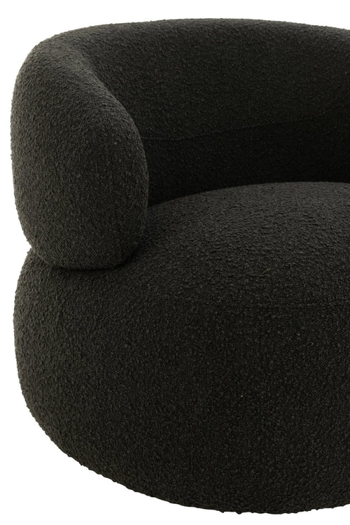 J-Line zetel Draaiend Rond - hout/textiel - zwart