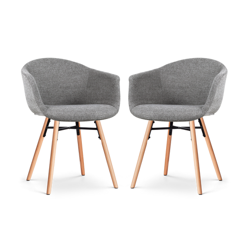 Nolon Nena-Otis Eetkamerstoelen Set van 2 - Donkergrijs - Houten Poten - vtwonen shop