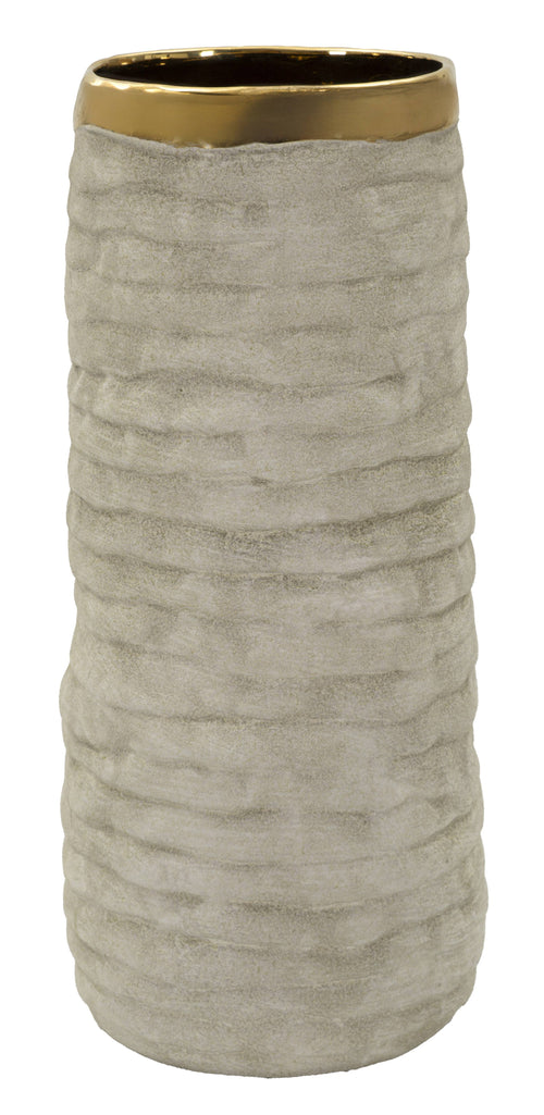 Mauro Ferretti vaas - 14x31,5 cm - beige/goud
