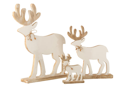 J-Line decoratie Rendier Op Voet - hout - wit - large