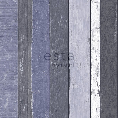 ESTAhome behang houten plankjes blauw - 53 cm x 10.05 m - 138251