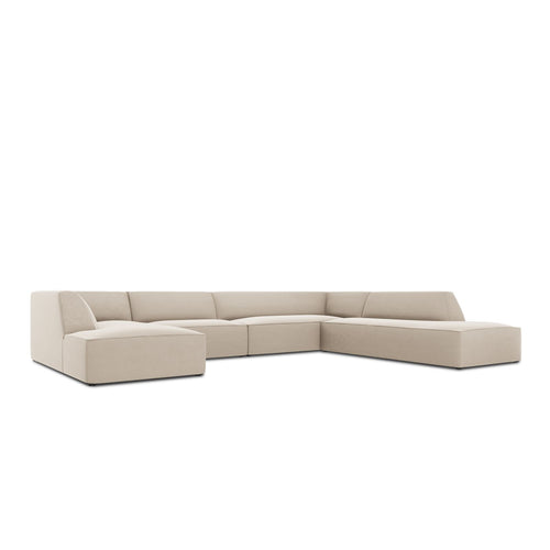 Cosmopolitan Design - Panoramische hoekbank Siena 7-zits, flueel beige - 273x366x69cm