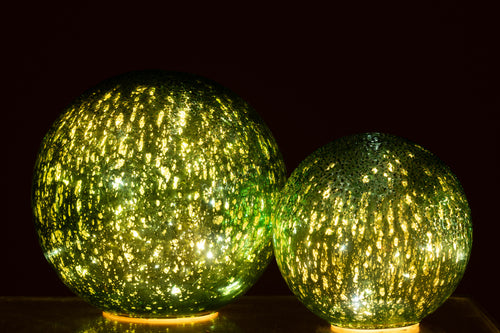 J-Line decoratie Bal Gekraakt - glas - groen - large - LED - vtwonen shop