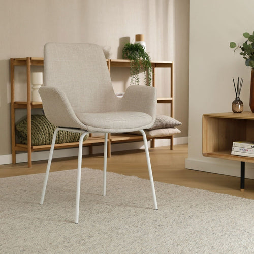 Nolon Nora-Eef Eetkamerstoel Beige - met Armleuning - Wit