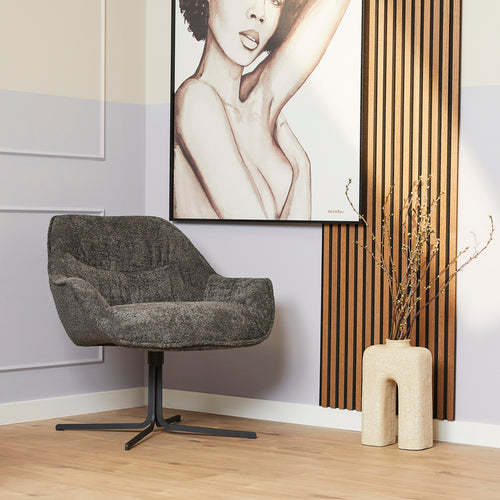 StarFurn Fauteuil Mila - Donkergrijs Stof - Draaibaar - 79x80x81cm - vtwonen shop