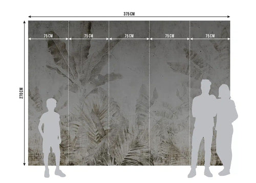 Sanders & Sanders fotobehang jungle bladeren grijs wit - 375 x 270 cm - 601444