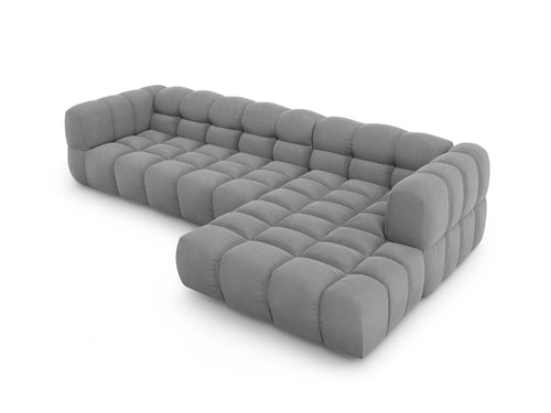 Cosmopolitan Design Modulaire hoekbank rechts Sky 4-zits, flueel, lichtgrijs - 162x300x70cm