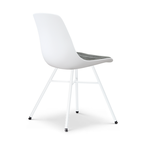 Nolon Noa-Liv eetkamerstoel wit met zeegrijs zitkussen - wit onderstel