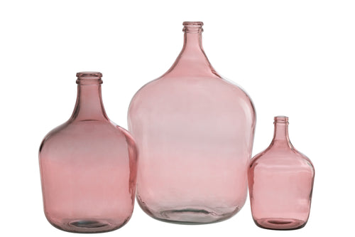 J-Line vaas Fles Terra - glas - roze - large - 55 cm hoog