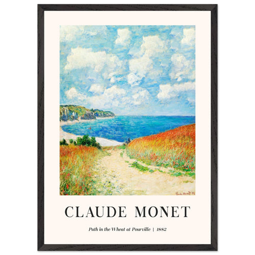 Artfulprints Poster met Lijst Claude Monet - Path in the weath at Pourville   - 50x70 cm - Blauw