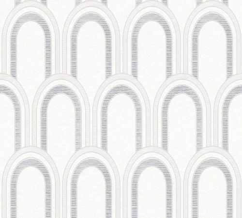 Livingwalls behang art deco motief wit, grijs, zilver en metallic - 53 cm x 10.05 m - AS-391764