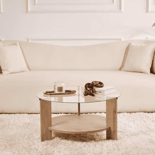 Calicosy - CLARA Salontafel met 2 bladen - Eiken - 75x75x40 cm
