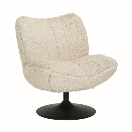 DÉJA Living Draaifauteuil Morten - Taupe Fluffy/Zwart - 70x78x82cm - vtwonen shop