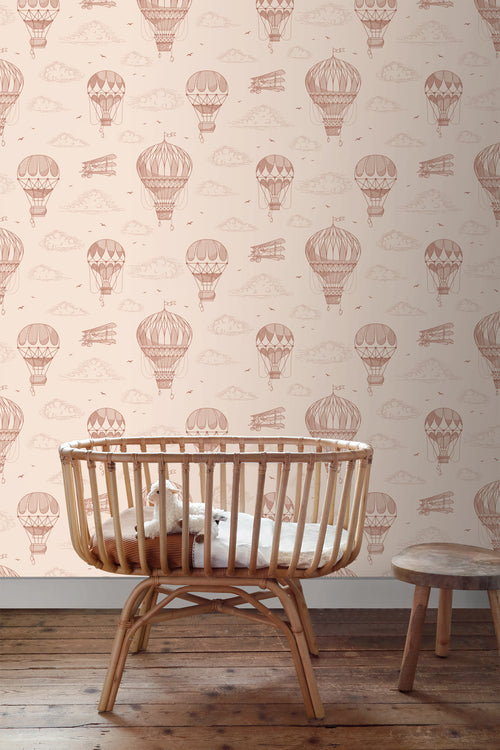 ESTAhome behang luchtballonnen terracotta roze - 50 x 900 cm - 139717 - vtwonen shop