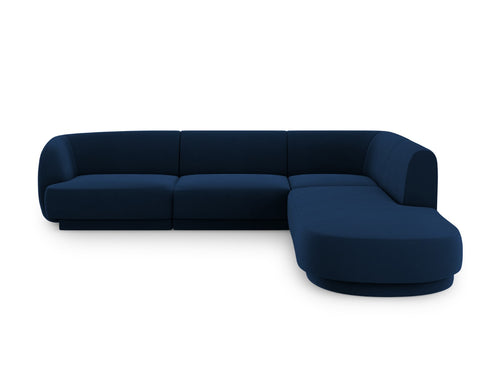 Micadoni rechter hoekbank Miley 6-zits, flueel, koningsblauw - 248x255x70cm