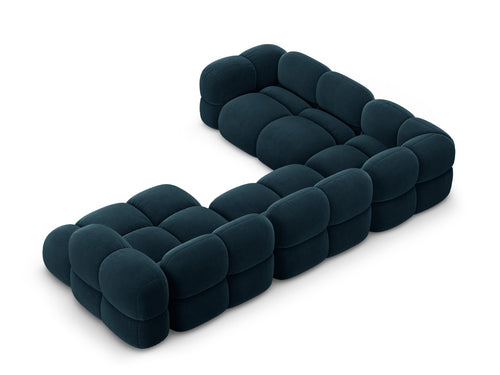 Cosmopolitan Design Panoramische hoekbank links Loretto 5-zits, flueel diepe olie - 250x345x68cm