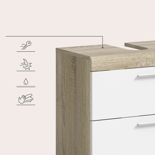 Furnilux Badkamercombinatie In Sonoma Eik Licht En Wit Hoogglans Diepgetrokken - 60cm x 191cm x 37cm - vtwonen shop