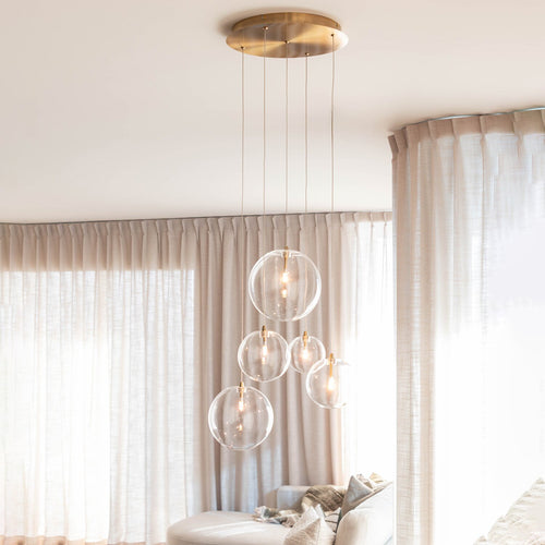 Atmooz hanglamp Camau 5 - antiek messing - Ø 35 x H 140 cm - G4