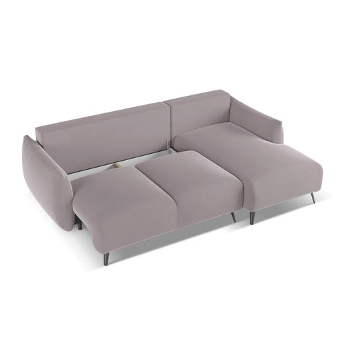 LaMiaSofa hoekbank rechts Genova - velours - lavendel - 242x162x86