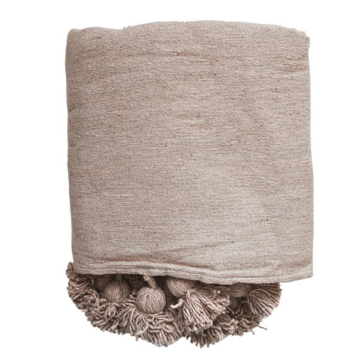 MÔMÉ Plaid Pom Pom - taupe - 145 x 155 cm - vtwonen shop