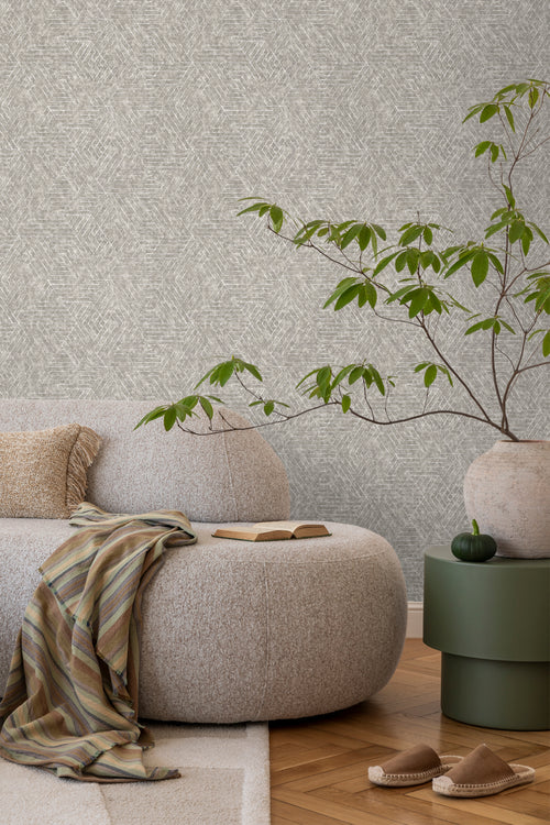 Sanders & Sanders behang grafische lijnen donker beige - 53 cm x 10 m - 640510