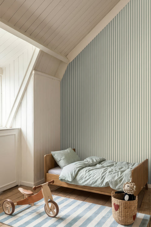Sanders & Sanders behang geschilderde strepen vergrijsd groen - 50 x 900 cm - 935403
