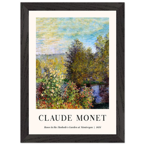Artfulprints Poster met Lijst Claude Monet - Roses in the hoshede's garden at Montregon   - A4 21x29.7 cm - Groen