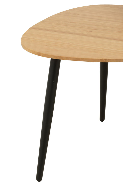 J-Line bijzettafel Palet - bamboe/metaal - naturel/zwart - set van 3