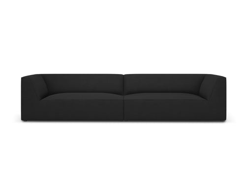 Micadoni Bank Ruby 4-zits, structurele stof, zwart - 93x302x69cm