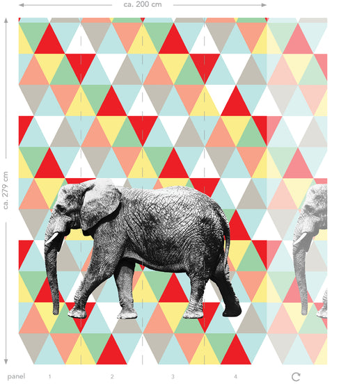 ESTAhome fotobehang olifant multicolor - 200 x 279 cm - 158707 - vtwonen shop