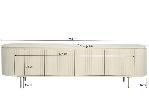 Livingfurn tv-meubel Patou - ivoor - 210 cm