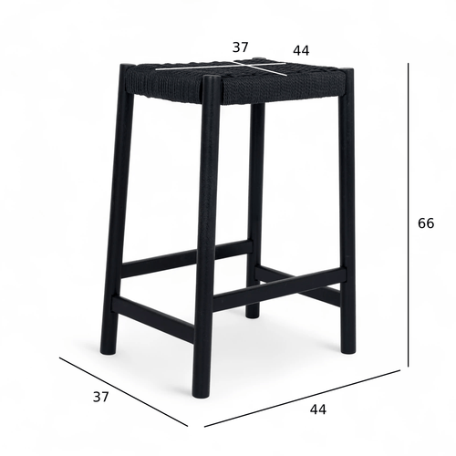 Furnhouse barkruk Ida - Zwart - Papiergaren - Set van 4