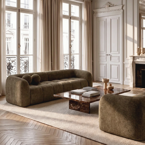 Sia Home - Bank HAUSSMANN - getextureerd fluweel espresso-bruin 226cm