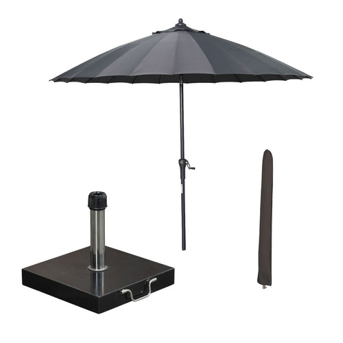 Garden Impressions stokparasol Manilla donker grijs Ø250 cm met Cosmo voet en hoes