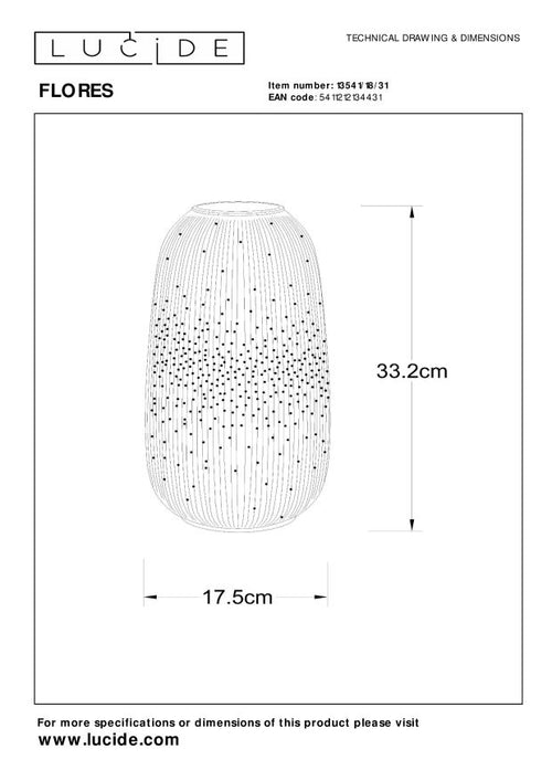 Lucide tafellamp FLORES - 1xE14 - Wit - vtwonen shop