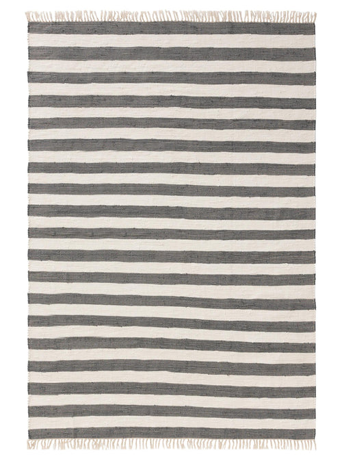 benuta vloerkleed van gerecycled materiaal Tom - grijs/wit - 80x150 cm