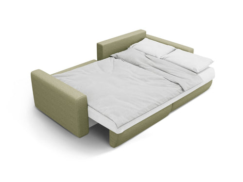 Cosmopolitan Design Omkeerbare converteerbare hoekbank met opbergdoos Belfast 3-zits, structurele stof asperge - 149x240x84cm