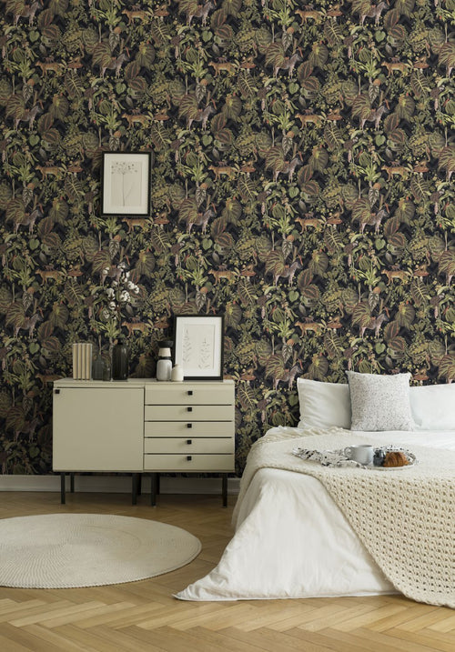 Livingwalls behang jungle-motief groen, zwart en bruin - 53 cm x 10.05 m - AS-379901 - vtwonen shop