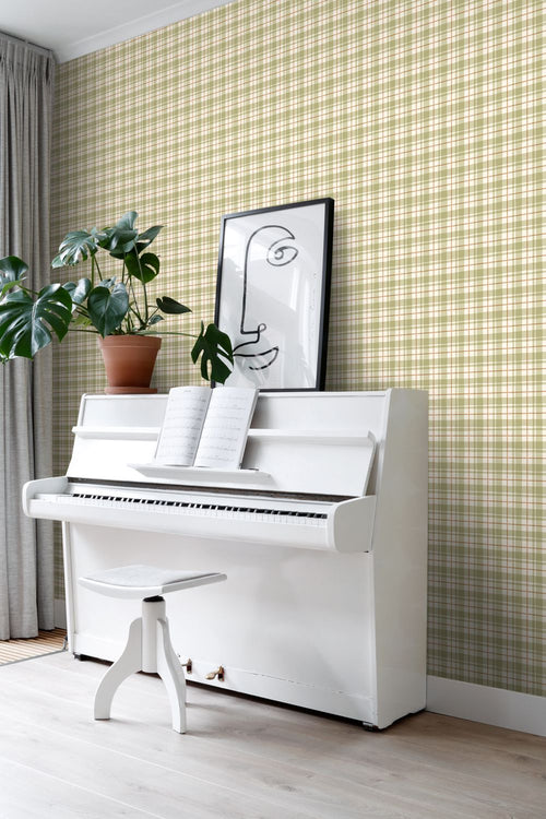 ESTAhome behang ruitjes groen en bruin - 50 x 900 cm - 131951