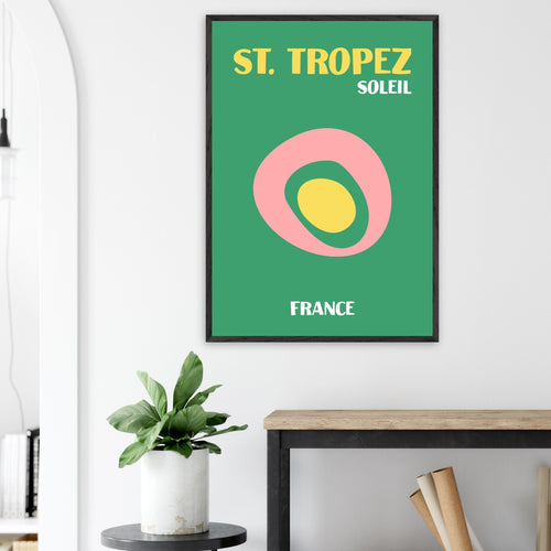 Artfulprints Poster met Lijst Frankrijk - St. Tropez   - 70x100 cm - Groen